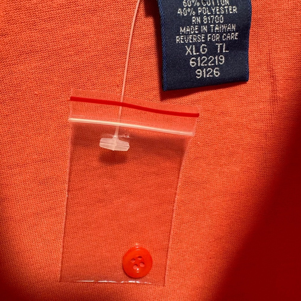 John Blair Mens Polo Shirt‎ XLG Coral Orange Short Sleeve Pocket Knit Top - Picture 5 of 8